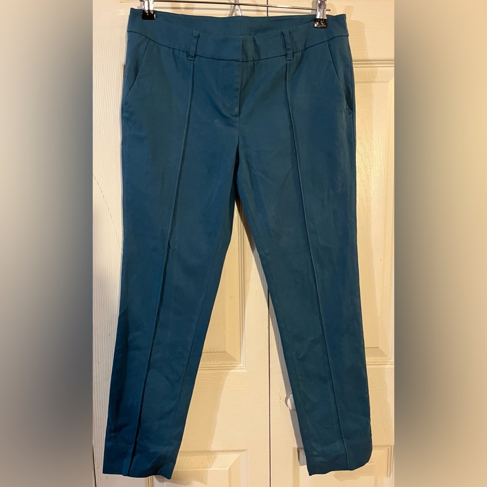 Marienbad Center Seam Women’s Pants Turquoise Stretch Tapered Ankle Length (6)